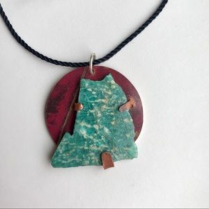Hand Crafted raw turquoise copper pendant necklace